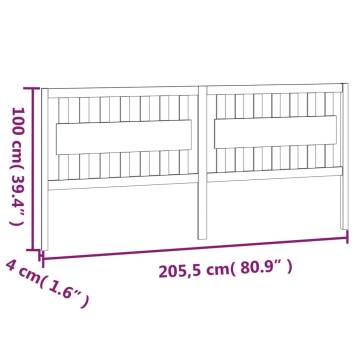 Stylish Grey Bed Headboard - Solid Wood Pine 205.5x4x100 cm