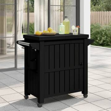 3-in-1 Serving Cart - Black Polypropylene for Outdoor Gatherings