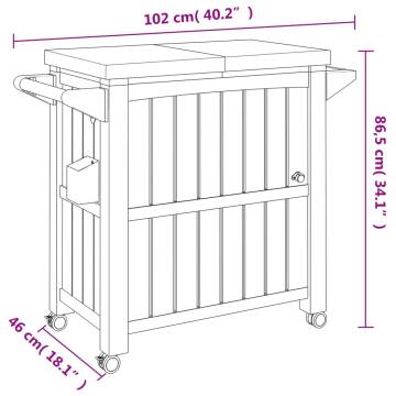 3-in-1 Serving Cart - Black Polypropylene for Outdoor Gatherings