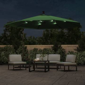 Cantilever Umbrella with LED Lights - 350 cm Green