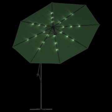 Cantilever Umbrella with LED Lights - 350 cm Green