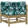 Stylish Corner Sofa with Cushions - Impregnated Wood Pine