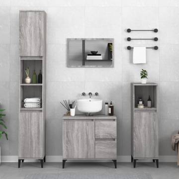 Bathroom Cabinet Grey Sonoma - 30x30x100 cm - Hipomarket