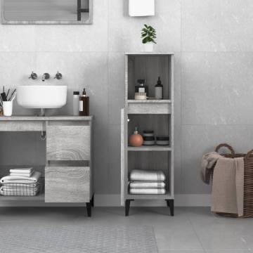 Bathroom Cabinet Grey Sonoma - 30x30x100 cm - Hipomarket