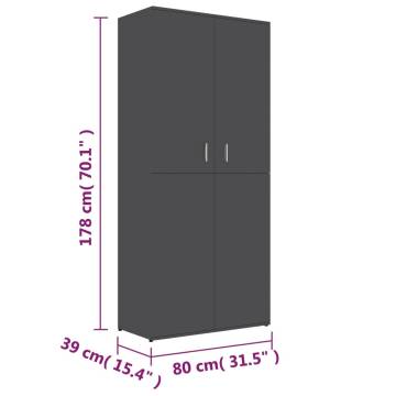 Elegant Grey Shoe Cabinet - 80x39x178 cm | Hipomarket