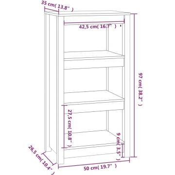 Book Cabinet Grey 50x35x97 cm - Solid Pine Wood Storage