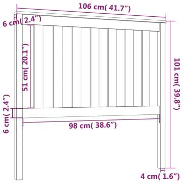 Stylish White Bed Headboard | Solid Pine 106x6x101 cm