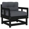 Garden Chairs with Cushions - 2 Pcs Black Solid Pine Wood