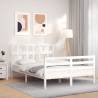 Bed Frame with Headboard White 140x190 cm Solid Wood Colour white Size 140 x 190 cm 