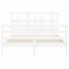 Stylish White Bed Frame with Headboard - 140x190 cm