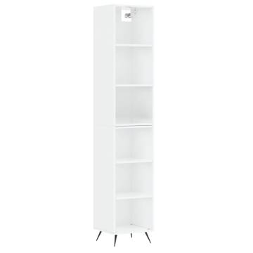 Elegant Highboard High Gloss White - 34.5x32.5x180 cm