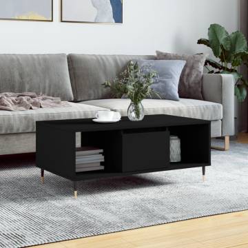 Elegant Black Coffee Table 90x50 cm | Engineered Wood