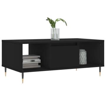 Elegant Black Coffee Table 90x50 cm | Engineered Wood