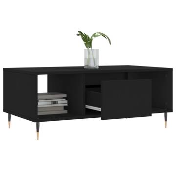 Elegant Black Coffee Table 90x50 cm | Engineered Wood