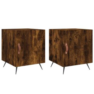 Stylish Smoked Oak Bedside Cabinets - Set of 2 | HipoMarket