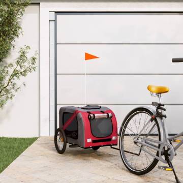 Pet Bike Trailer - Red & Grey Oxford Fabric | Hipomarket