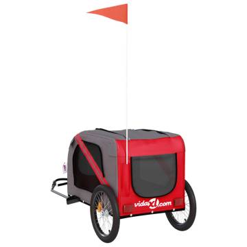 Pet Bike Trailer - Red & Grey Oxford Fabric | Hipomarket