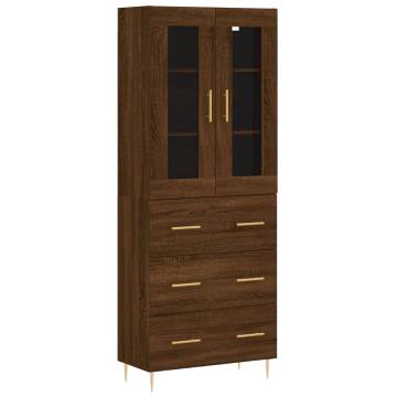 Stylish Highboard Brown Oak - 69.5x34x180 cm | Hipo Market