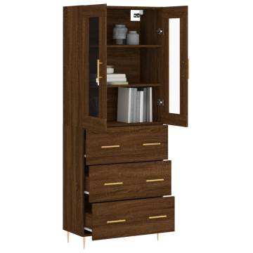 Stylish Highboard Brown Oak - 69.5x34x180 cm | Hipo Market