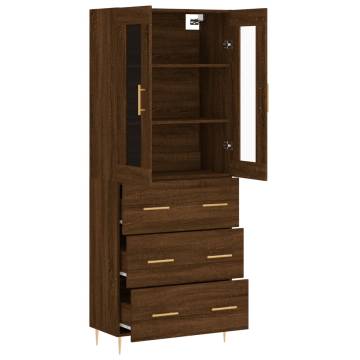 Stylish Highboard Brown Oak - 69.5x34x180 cm | Hipo Market