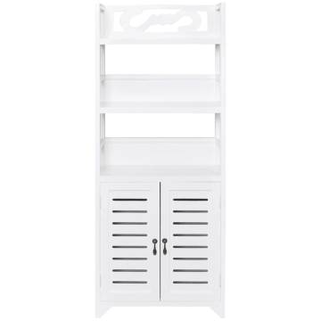 Display Cabinet White 46x24x140 cm | Solid Wood Paulownia