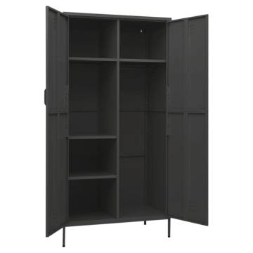 Stylish Anthracite Wardrobe - 90x50x180 cm Steel Storage Solution