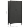 Stylish Anthracite Wardrobe - 90x50x180 cm Steel Storage Solution