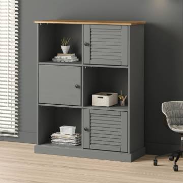 Bookcase VIGO Grey 90x35 cm | Solid Pine Wood Storage