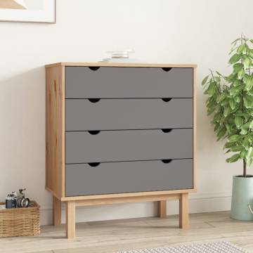 OTTA Brown & Grey Drawer Cabinet | Solid Pine | 76.5x39.5x90cm