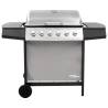 Gas BBQ Grill with 6 Burners - Black & Silver | HipoMarket UK