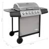 Gas BBQ Grill with 6 Burners - Black & Silver | HipoMarket UK