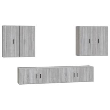 6 Piece Grey Sonoma Engineered Wood TV Cabinet Set