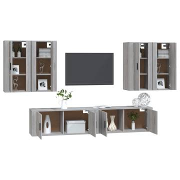 6 Piece Grey Sonoma Engineered Wood TV Cabinet Set