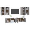 6 Piece Grey Sonoma Engineered Wood TV Cabinet Set