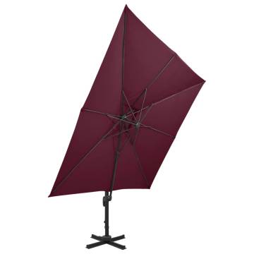 Cantilever Umbrella with Double Top - Bordeaux Red 300x300 cm