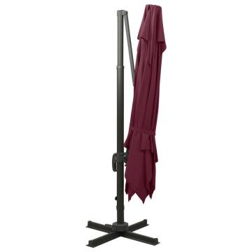 Cantilever Umbrella with Double Top - Bordeaux Red 300x300 cm