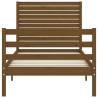 Honey Brown Bed Frame with Headboard - Solid Wood 90x200 cm