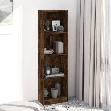 4-Tier Smoked Oak Book Cabinet | Stylish Storage Solution