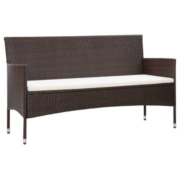 Stylish 3-Seater Garden Sofa with Cushions - Brown Poly Rattan