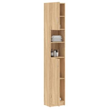 Stylish Bathroom Cabinet Sonoma Oak - 32x25.5x190 cm