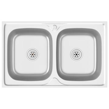 Double Basin Kitchen Sink 800x500mm Stainless Steel | HipoMarket