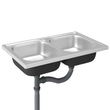 Double Basin Kitchen Sink 800x500mm Stainless Steel | HipoMarket