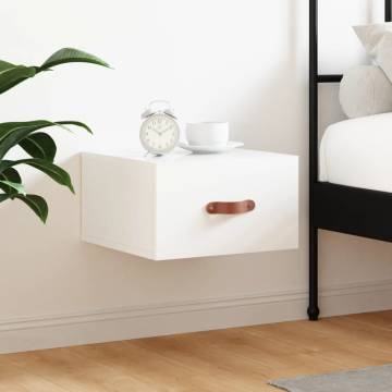 High Gloss White Wall-Mounted Bedside Cabinet | Hipomarket