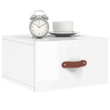 High Gloss White Wall-Mounted Bedside Cabinet | Hipomarket