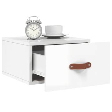 High Gloss White Wall-Mounted Bedside Cabinet | Hipomarket