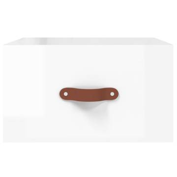 High Gloss White Wall-Mounted Bedside Cabinet | Hipomarket