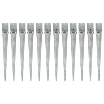 Ground Spikes 12 pcs Silver | Galvanised Steel | HipoMarket