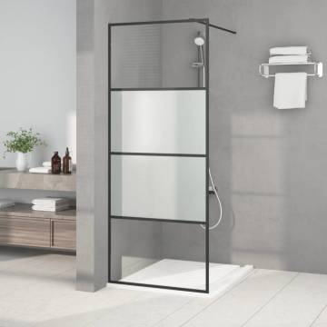 Walk-in Shower Wall Black 80x195 cm | Half Frosted ESG Glass