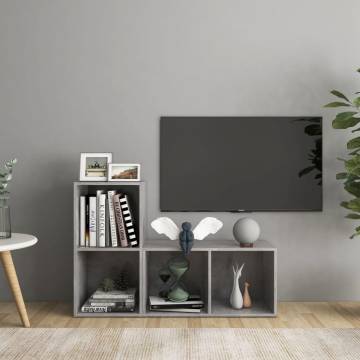 Modern TV Cabinets 2 pcs - Concrete Grey, Stylish & Practical