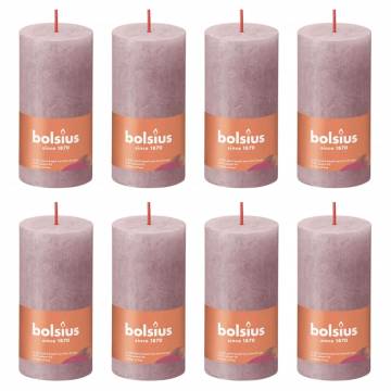 Bolsius Rustic Pillar Candles - Ash Rose, 8 pcs